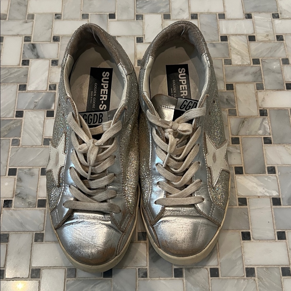 Golden Goose Silver Glitter Sneakers